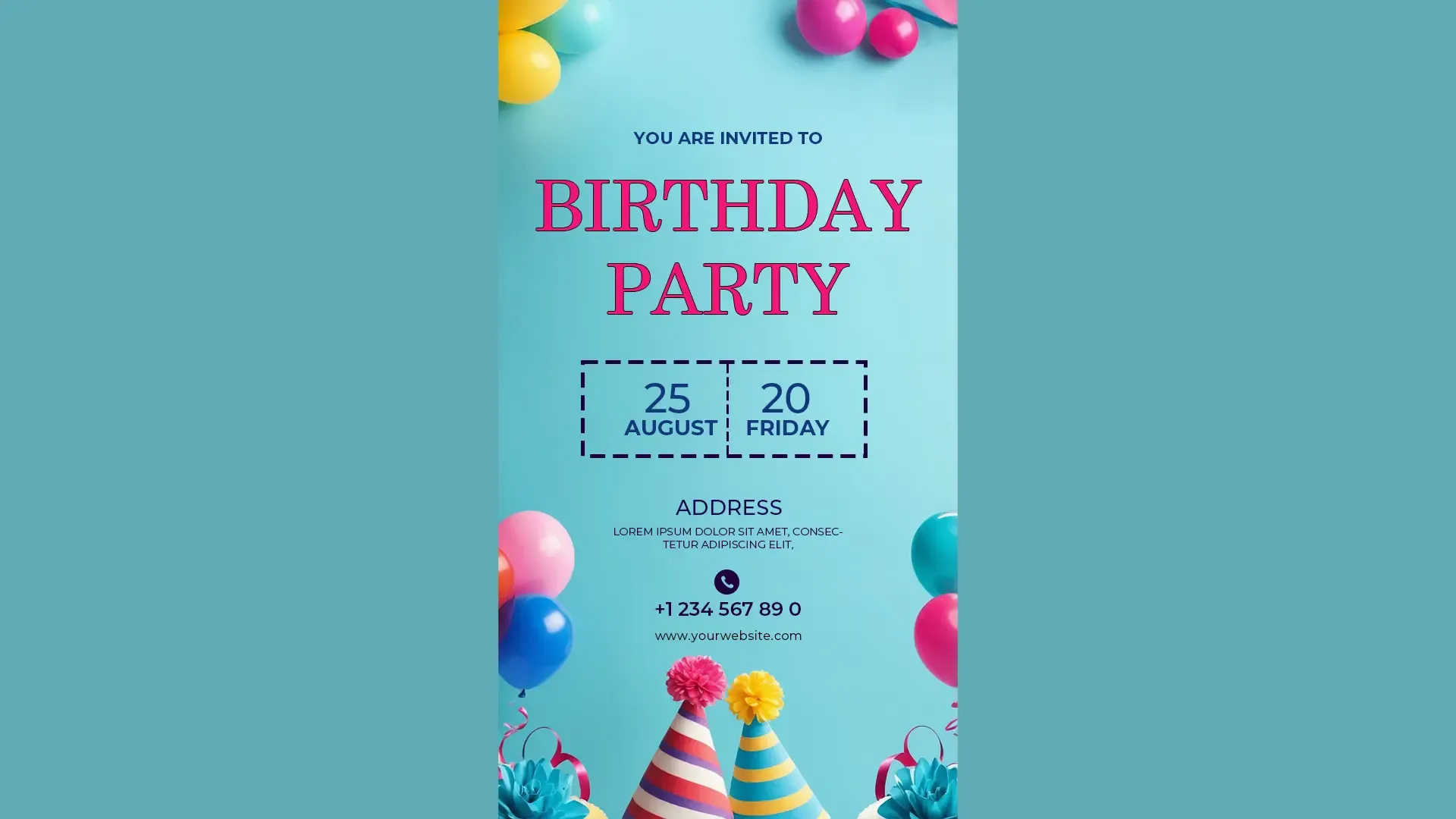 Birthday Party Invitation PSD Image for Instagram Story